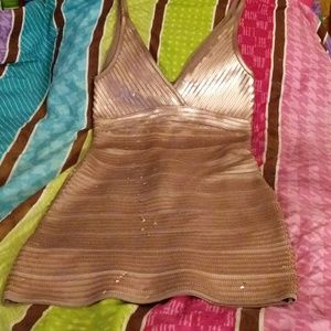 bebe Champagne Sequin Dress Size Small